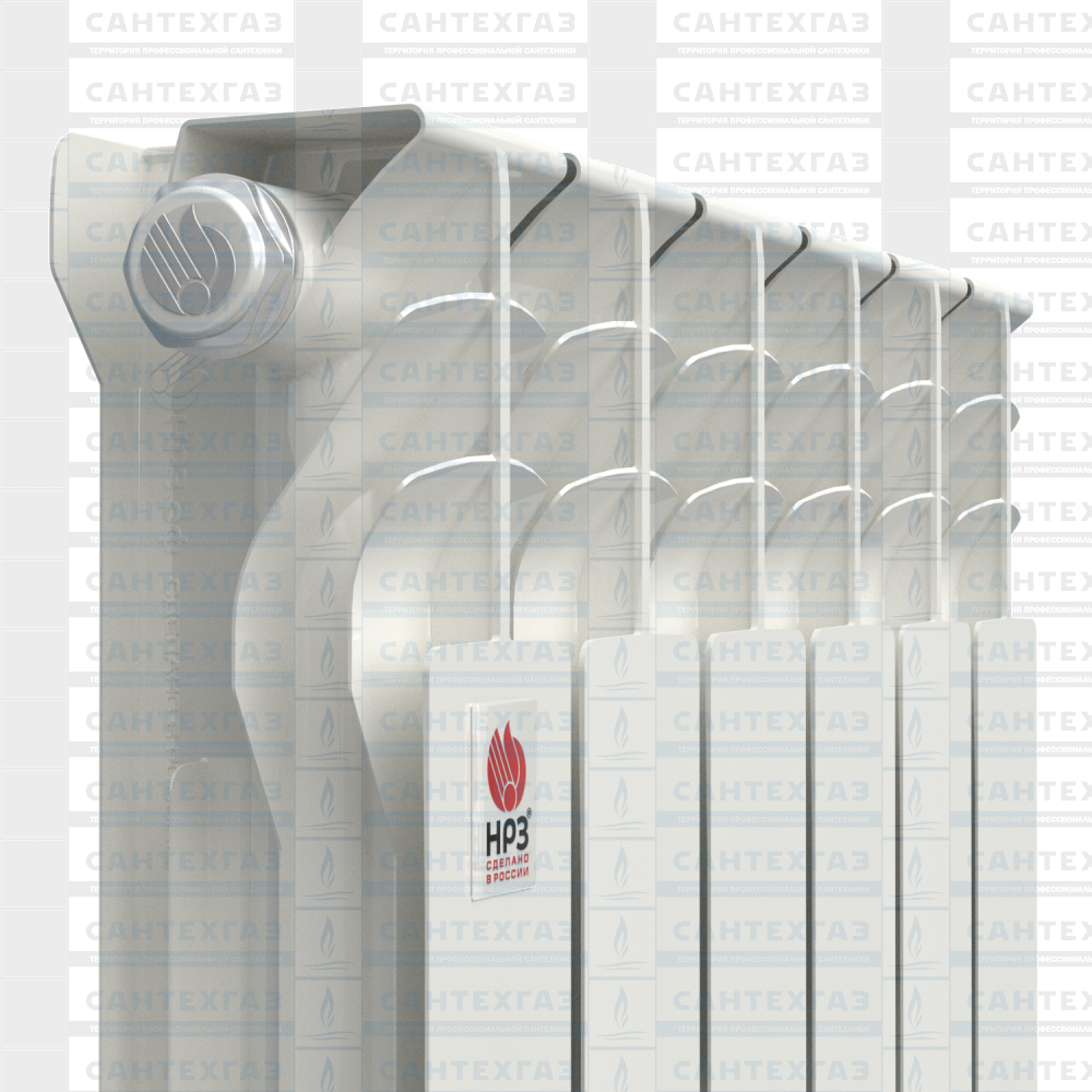 Радиатор алюм. НРЗ ЛЮКС 350/100/6 секций (пр-но в России) Теплоотдача 738 Вт