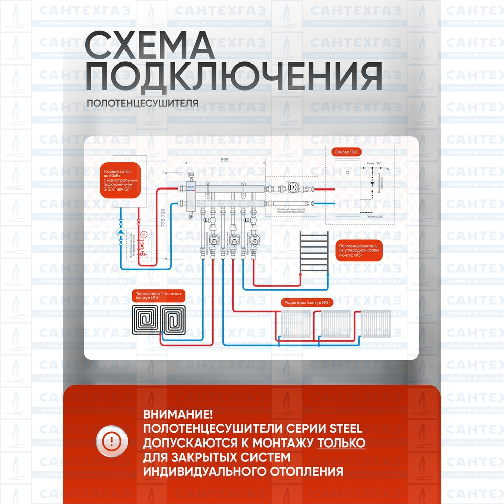 РАСПРОДАЖА П/С сталь O Steel (лесенка) W=500, H=800 (12перекл) 1/2"в.р. граф. ТД