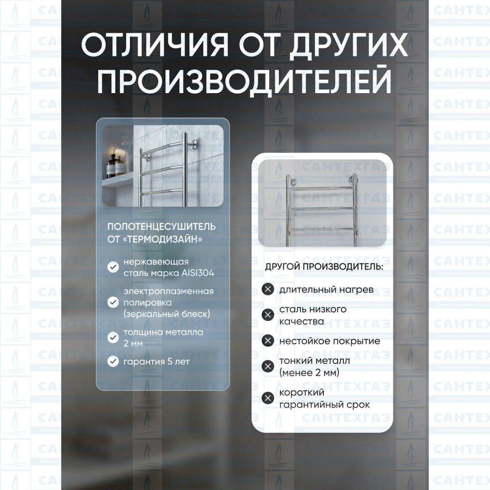 П/С (нерж.304) RP Hit (лесенка) W=500, H=1000 (5перекл) 1/2"в.р. ТД