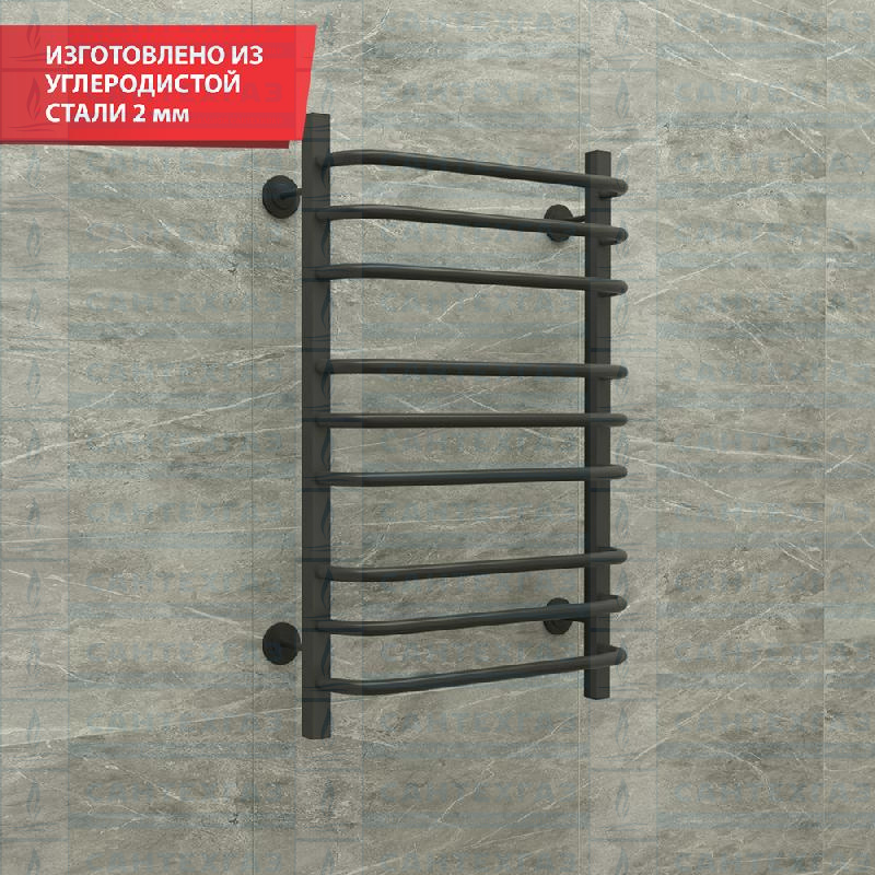 Полотенц. стальн.C Steel (лесенка) W=500,H=1400 (21 перекладин) 1/2"в.р. черн.бархат ЗАКАЗНОЙ