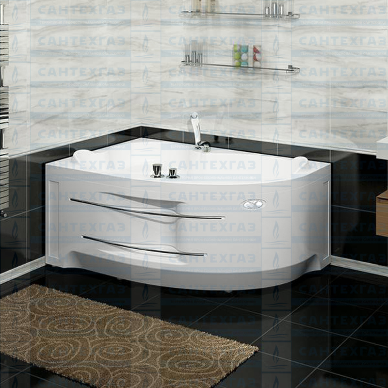 Акриловая ванна ИРМА 169х110 фронтальная панель, полотенцедерж., каркас (левосторонняя)